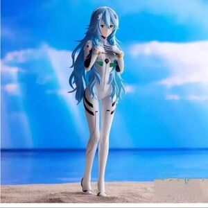 Anime Figure with Blue Hair and White Suit